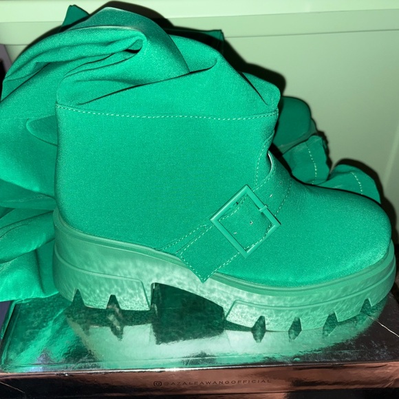 Azalea Wang Over the Knee Boots Green - Picture 2 of 8